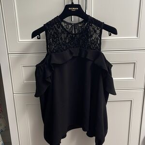 Maje black cold shoulder cut off blouse top long sleeve Size 1 size s